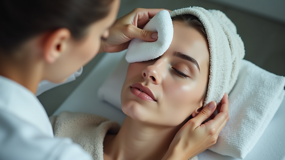 High angle view of a person applying a cold compress to their forehead