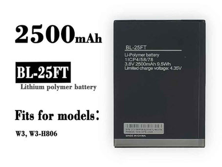Tecno BL-25FT 2500mAh Bateria do Tecno W3 W3-H806 Baterie do Telefonów