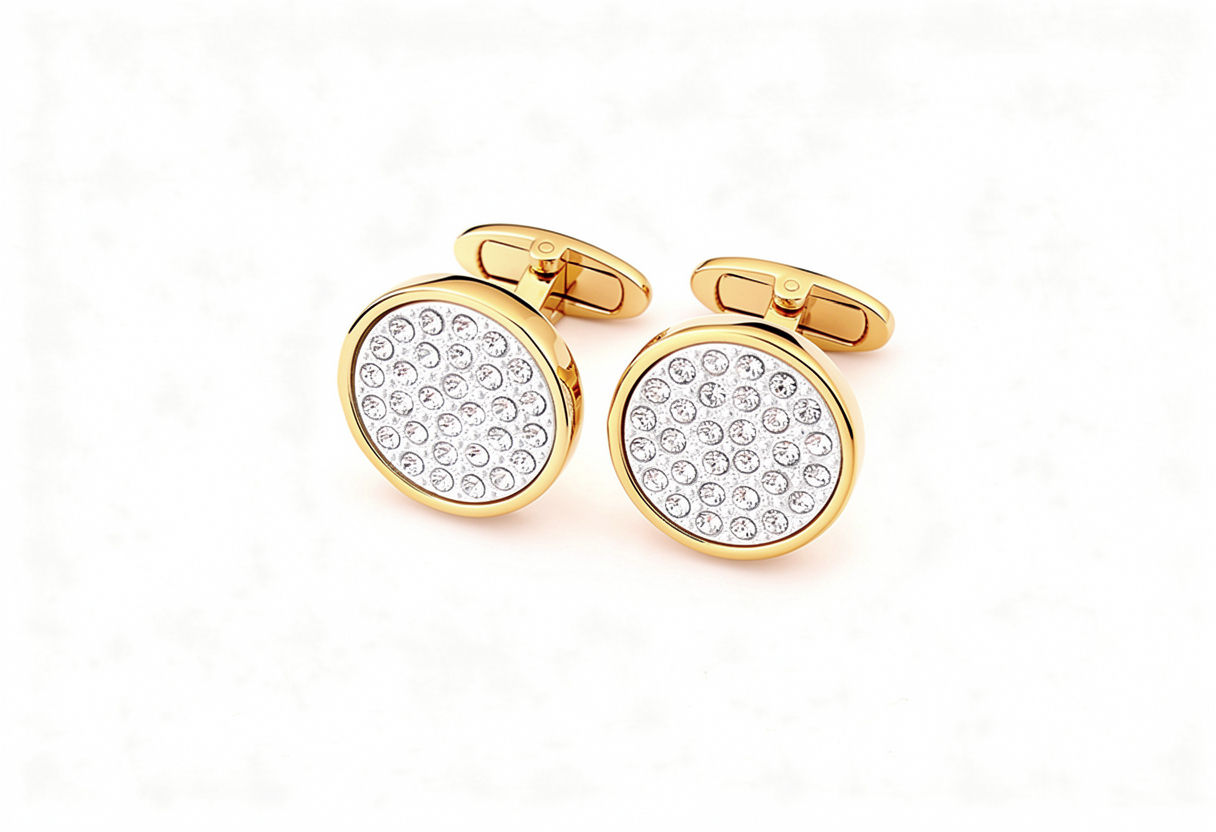 Mini crystals cufflinks 14k yellow gold plated