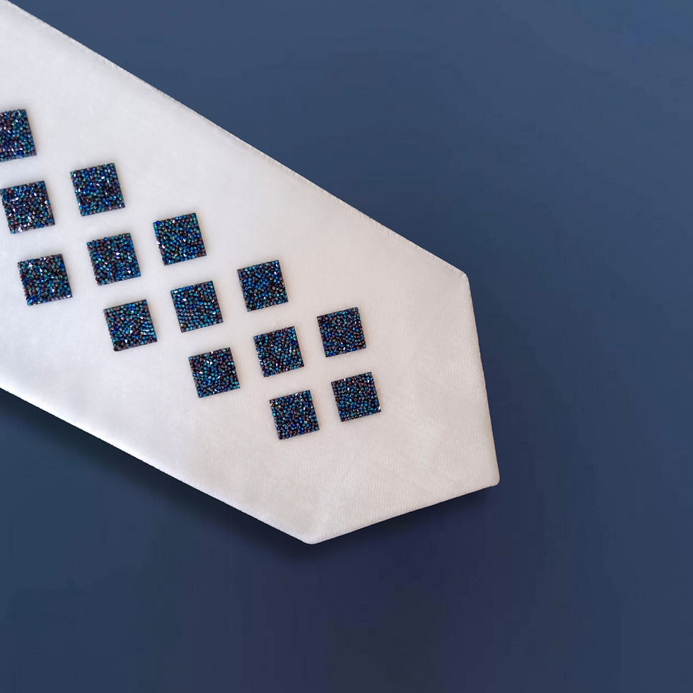 Atarah for Tallit – Blue Ultra-Fine Swarovski Crystal Squares