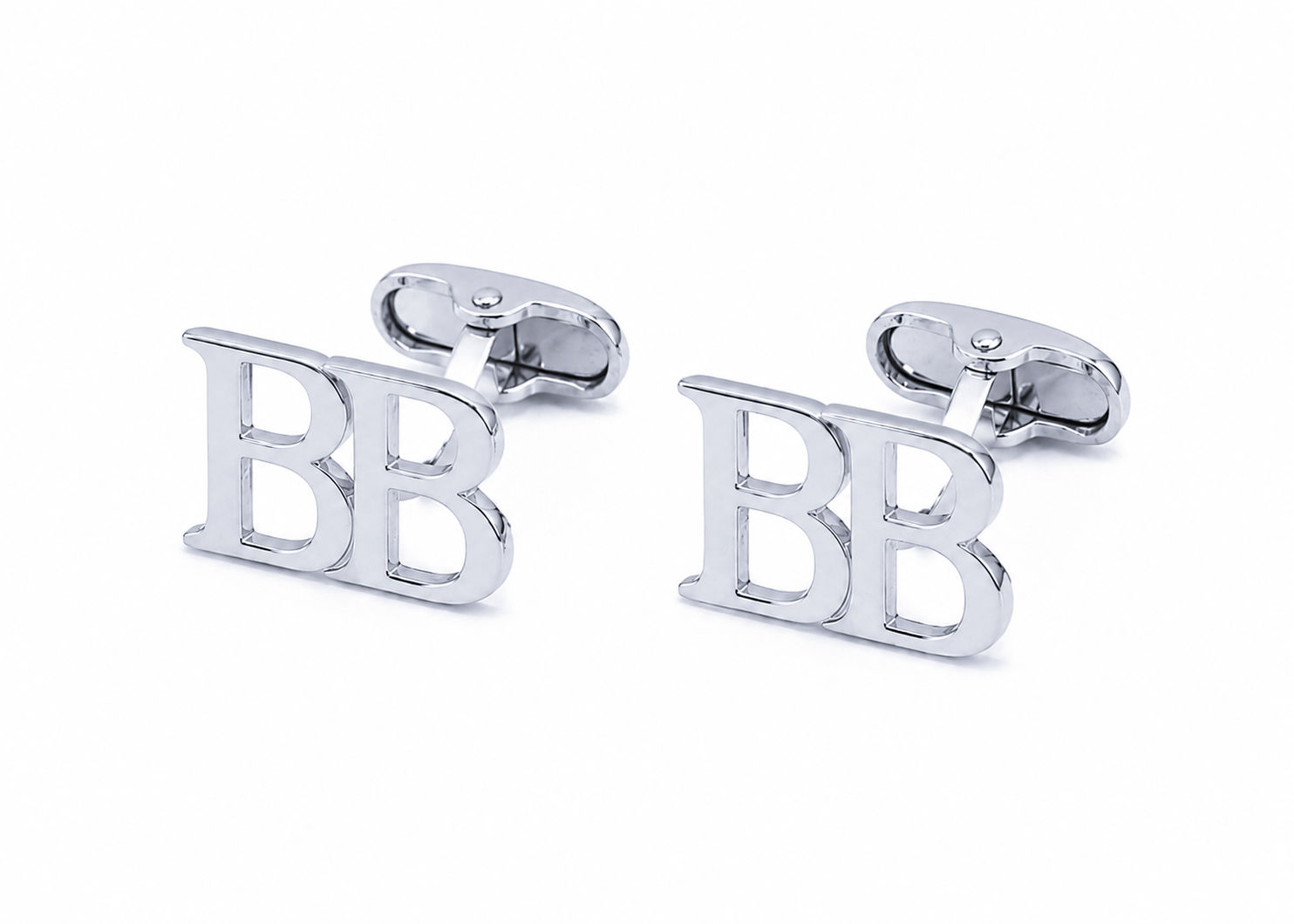 Initials Cufflinks Rhodium platad - price range 540 - 690 nis