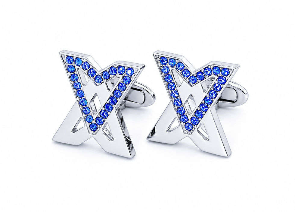 Sapphire swarovski x crystal cufflinks - palladium plated