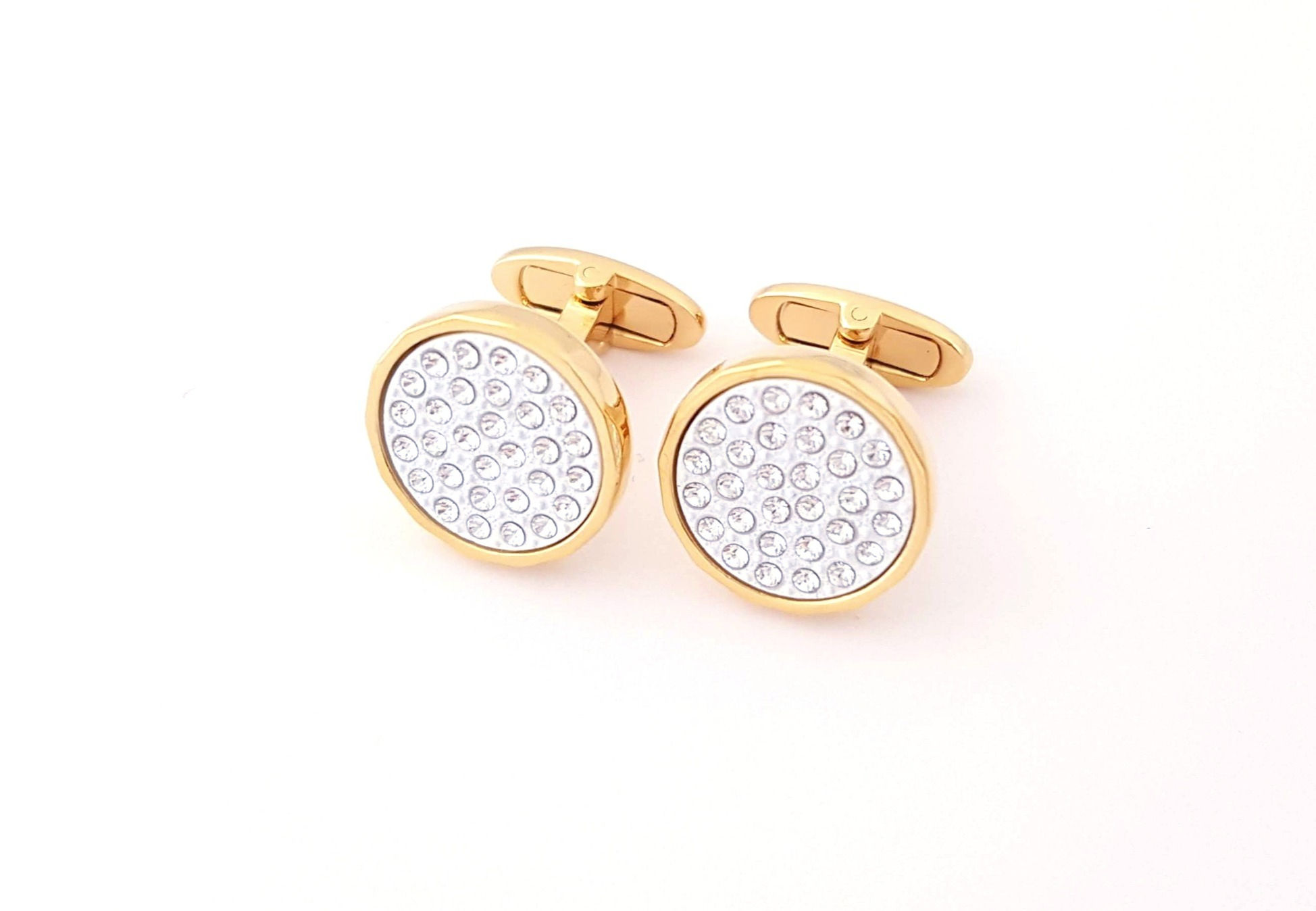 חפתים מיני קריסטל סברובסקי יהלום ציפוי זהב צהוב 14 קראט