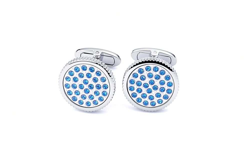 Sapphire crystals cufflinks Palladium plated