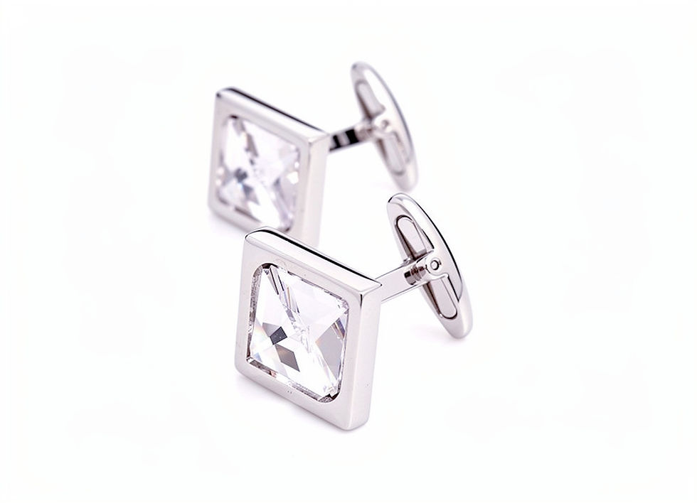 Clear swarovski rhombus crystal cufflinks - palladium plated