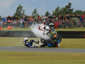 Huge crash for Hopkins as he hits fallen bike