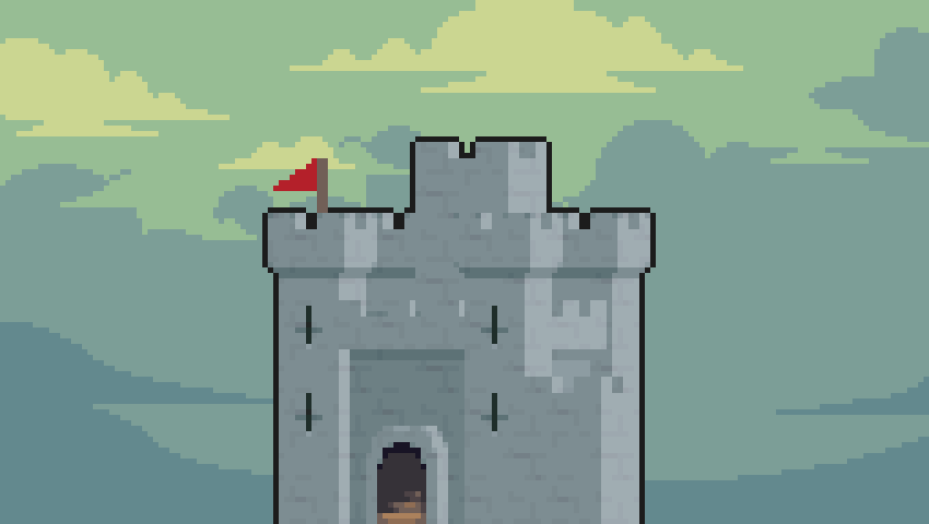 Pixel art castle rotation