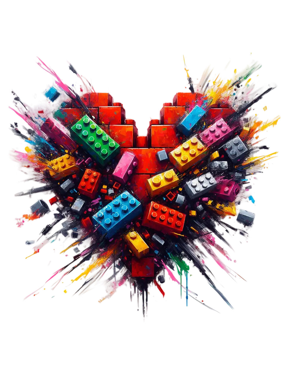 Exploding Heart 2 DTF Heat Transfer – Ready to Press