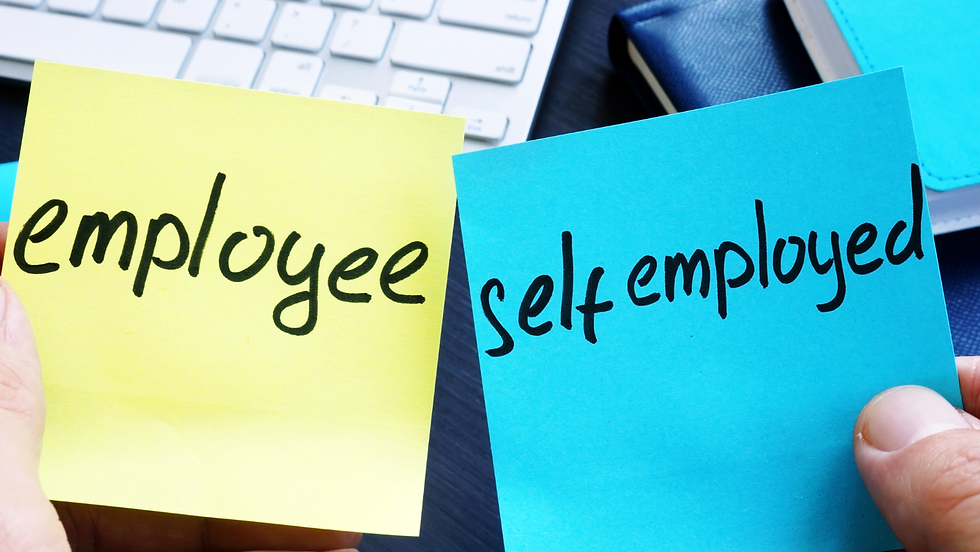 Post it notes with employee or self employed written on then