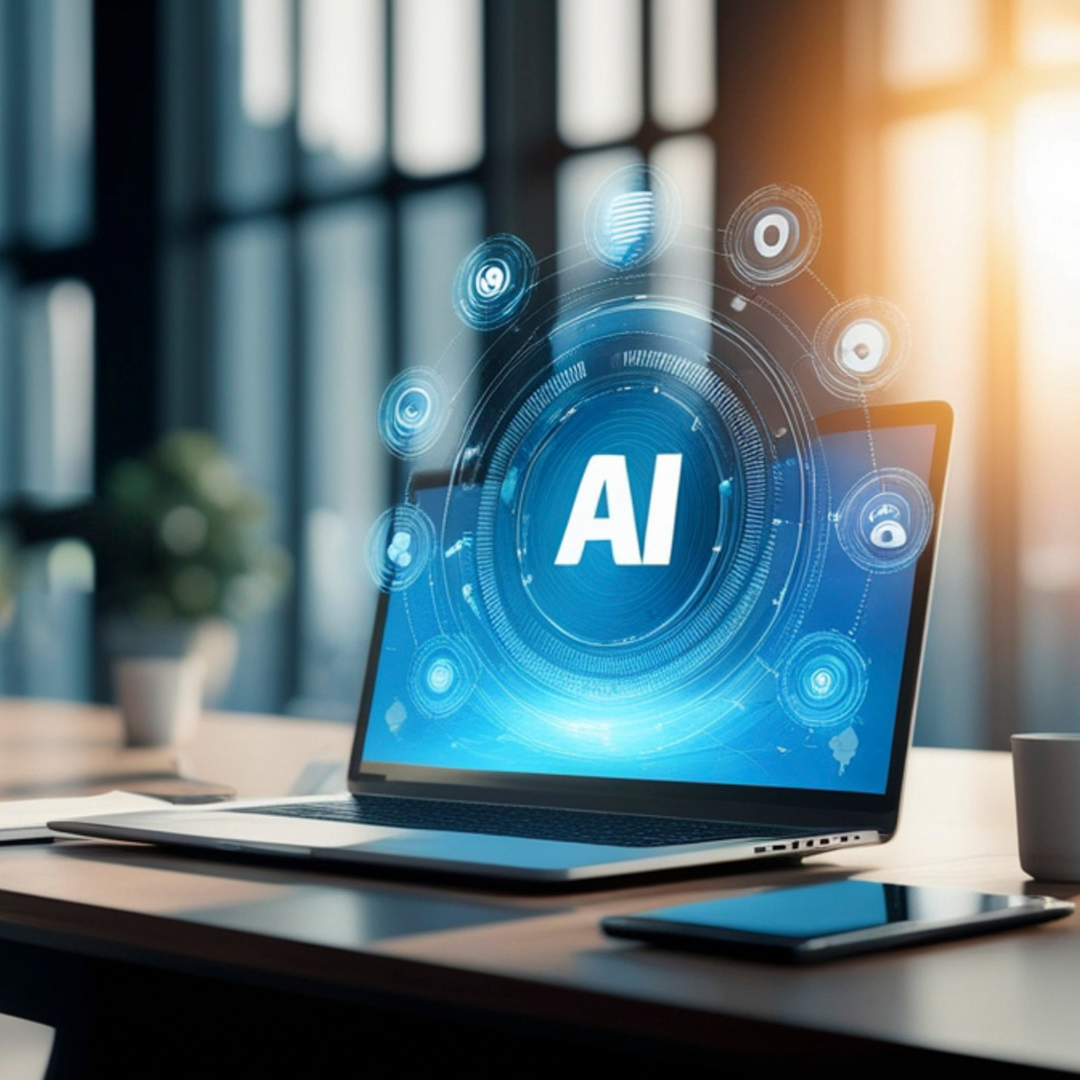 Laptop with AI images on the screen