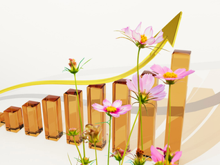 Growth chart with flowers growing