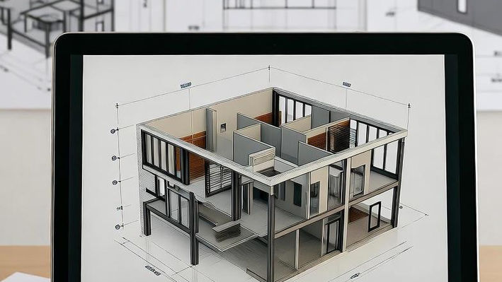 BIM koordinasyonunu temsil eden üç boyutlu yapı modeli