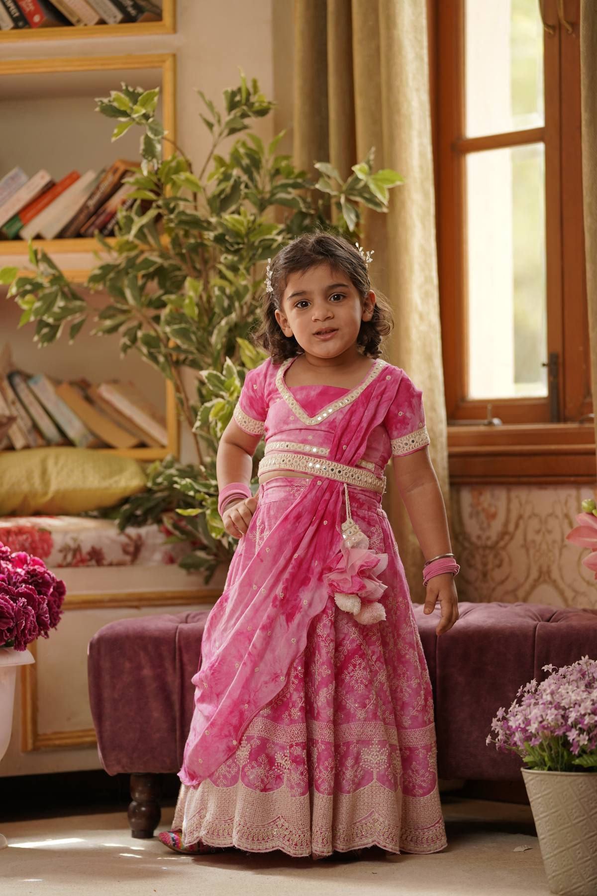 Pink Tie and Dye Lehenga Choli and Dupatta