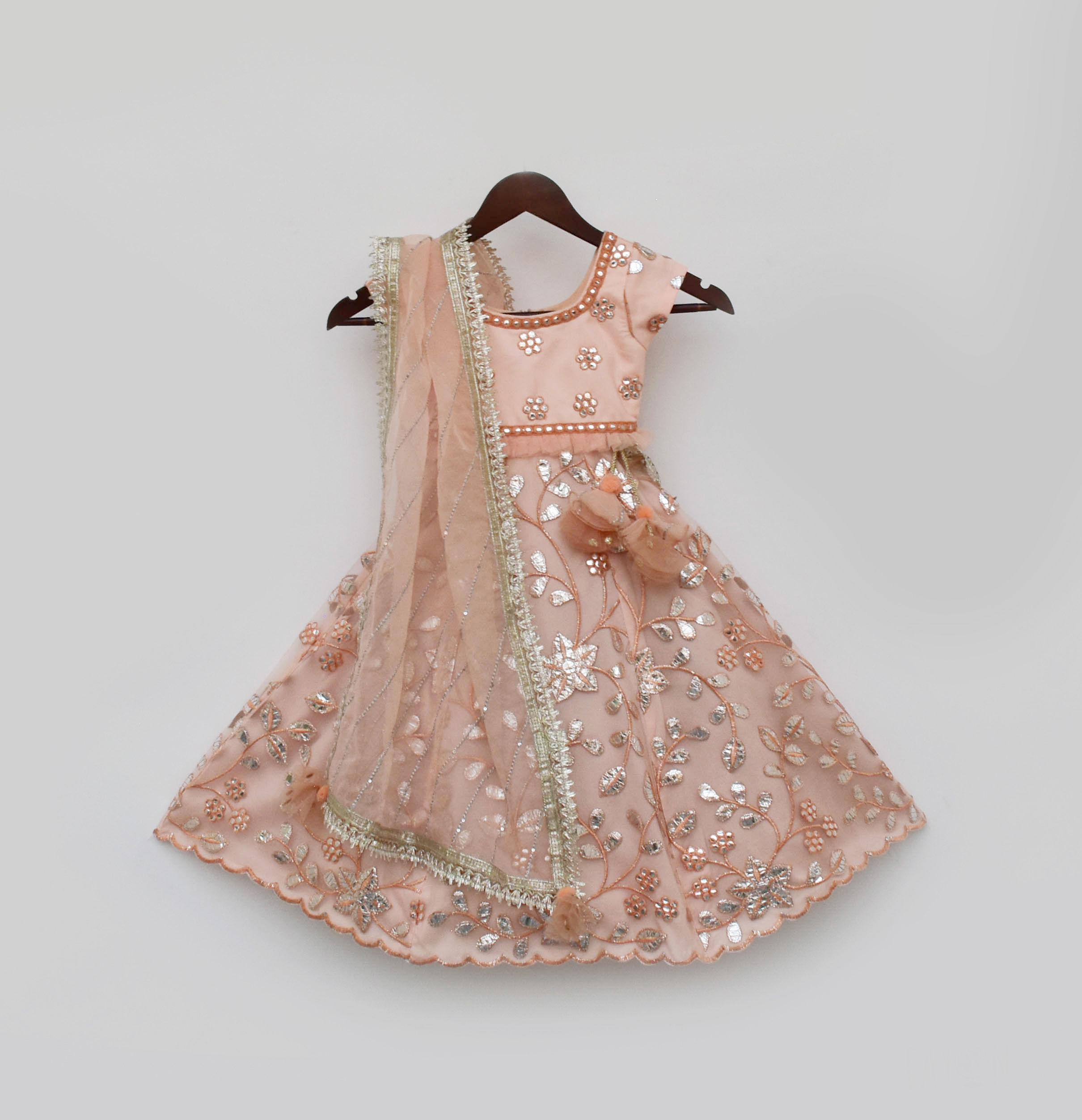 Peach Gotta Embroidery Anarkali