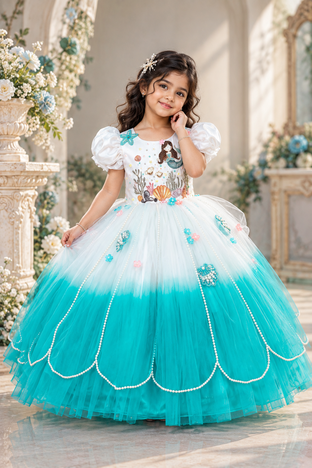 Fantasy Aqua-Marine Full-Length Gown