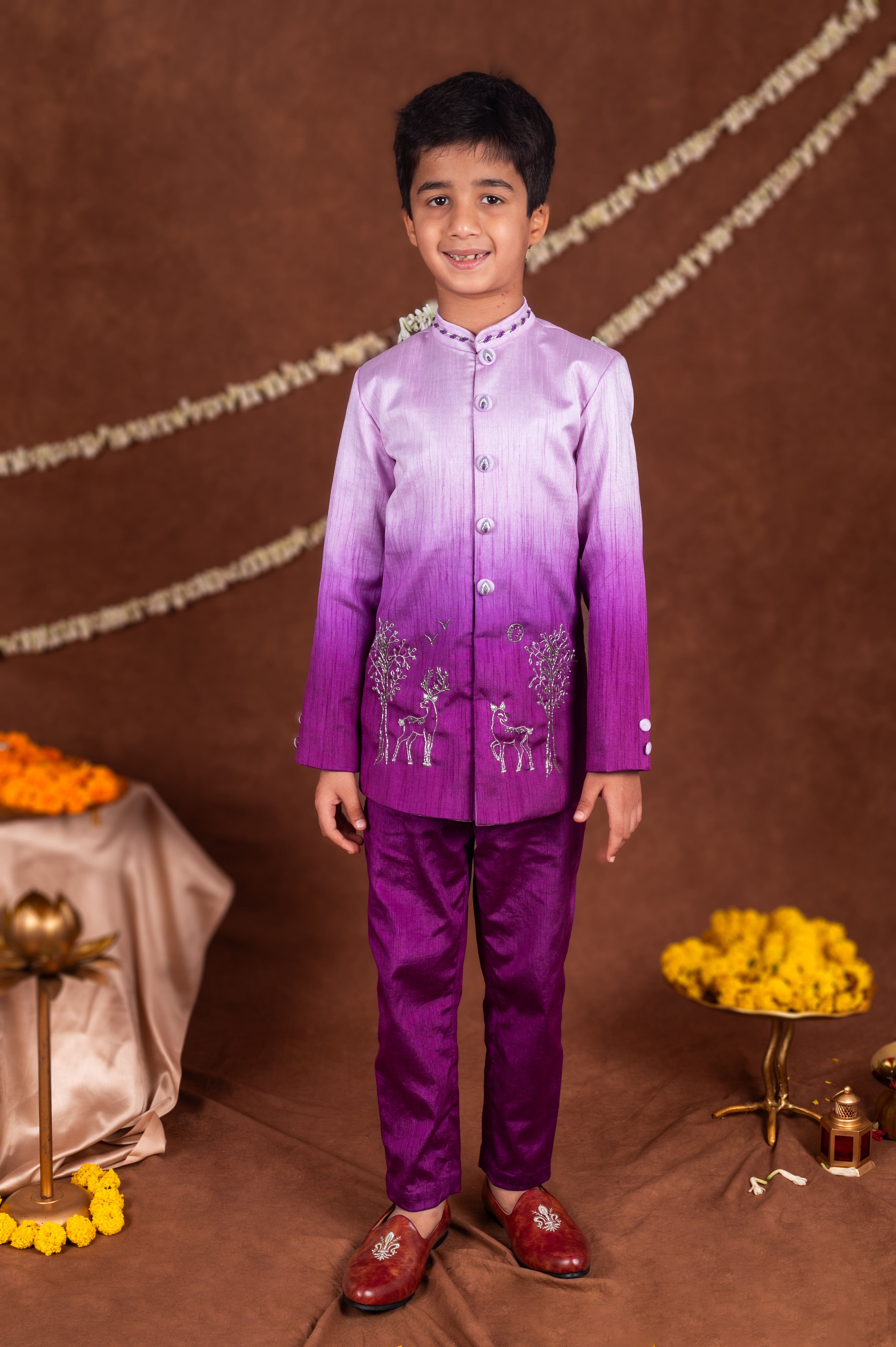 2D Shaded Deer  Sherwani Set