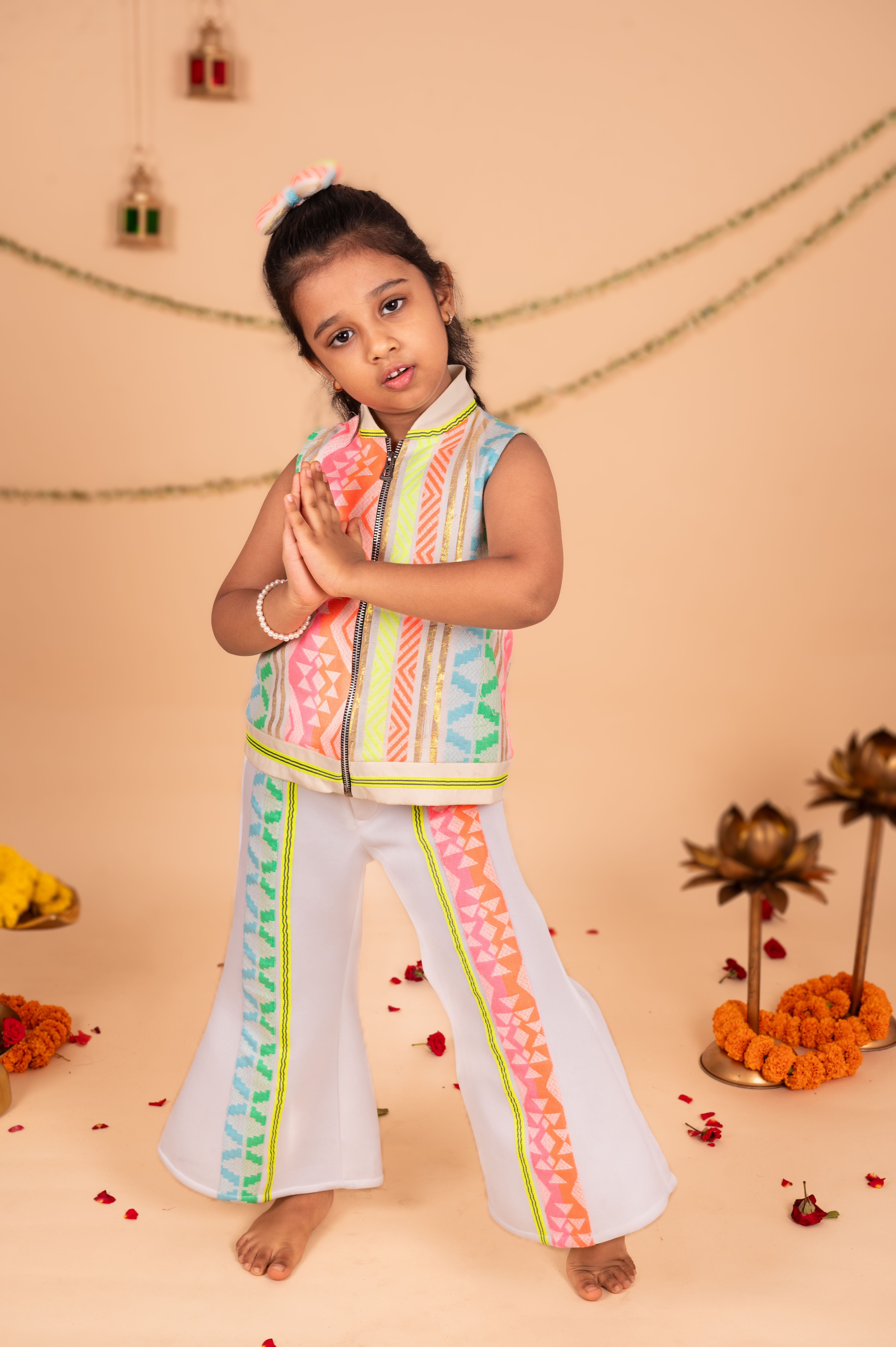 Multicolor Woven  Bomber Jacket Set