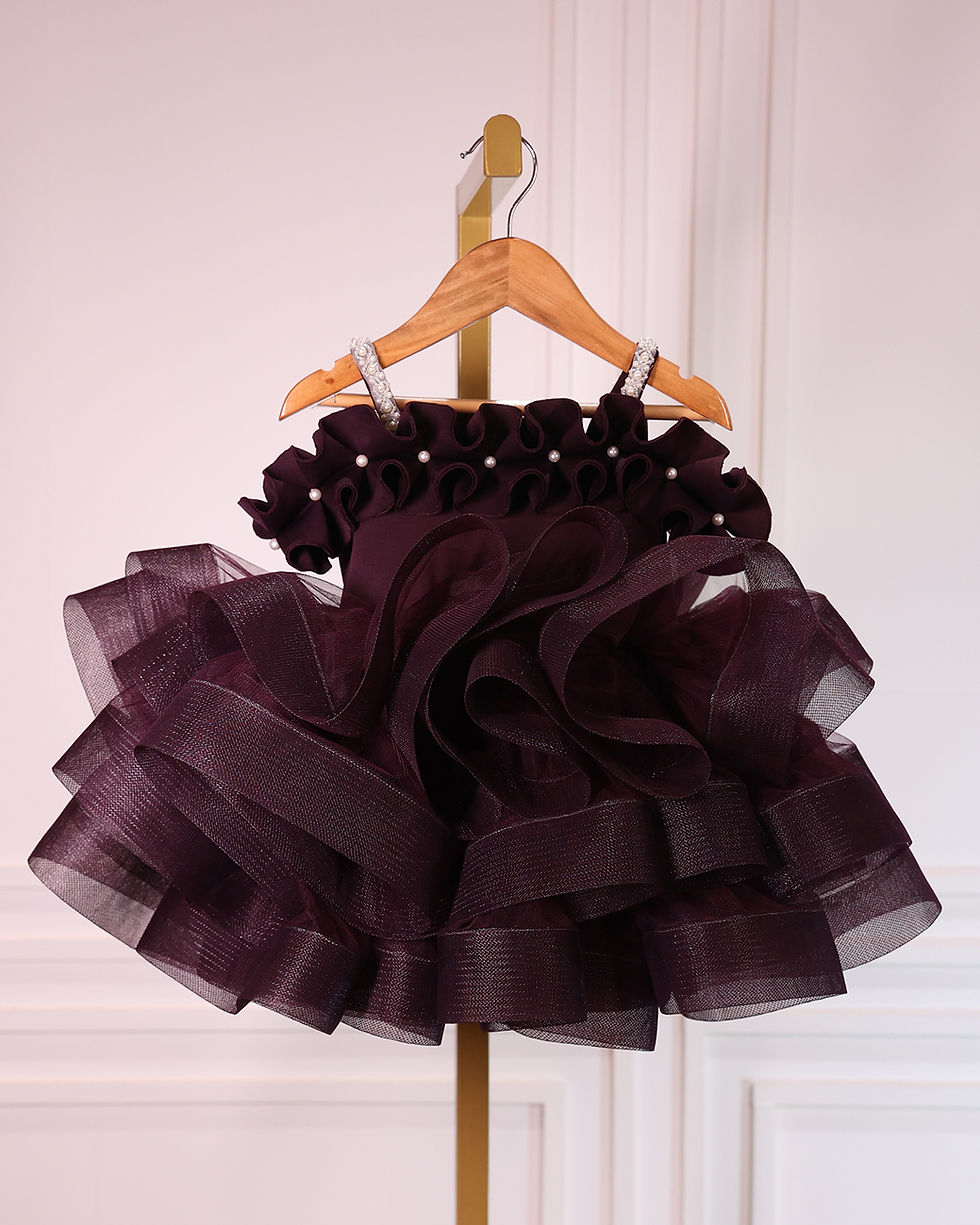 Wine Ruffle Birthday Dress