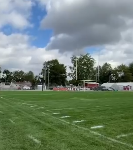 The empty football field before the chaos of senior night celebrations