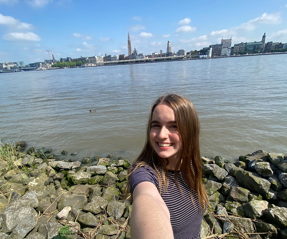 A selfie of me from the other bank of the Schelde river