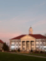 Wilson Hall on the JMU Quad at sunset