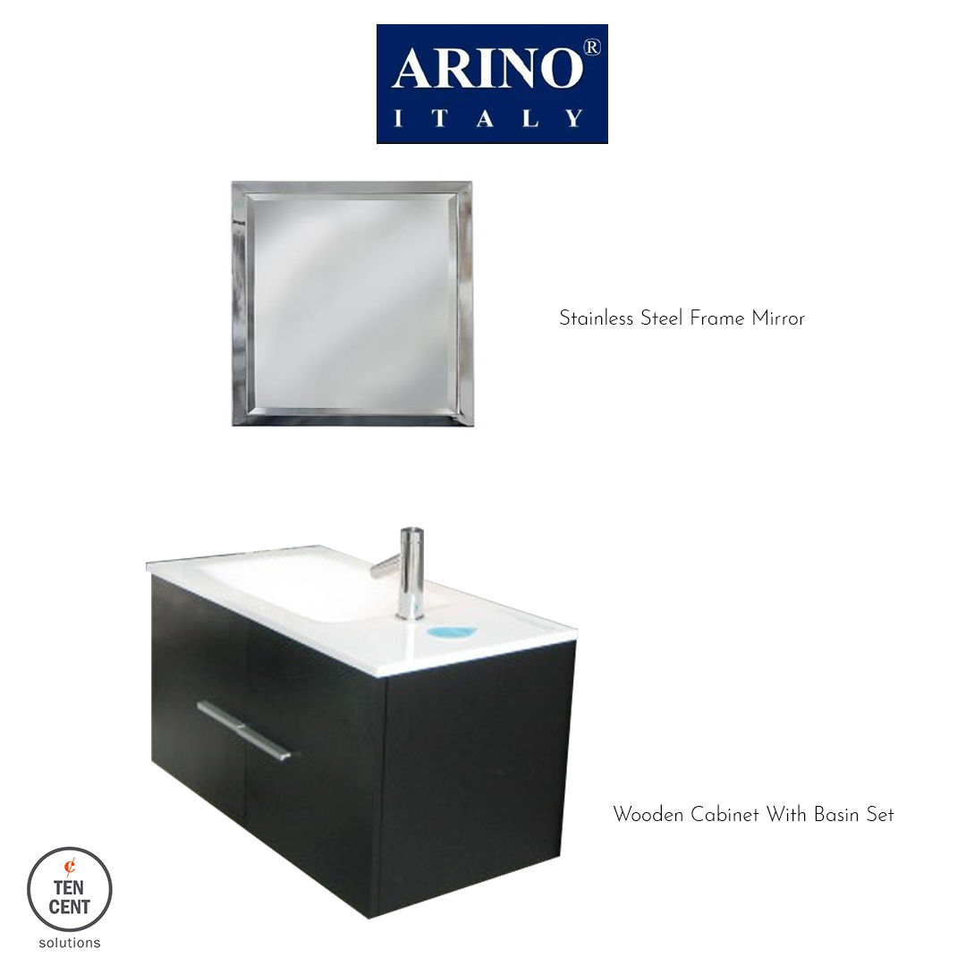 Arino Bathroom Cabinet Black/White Set - Mirror Basin Cabinet AR-C016