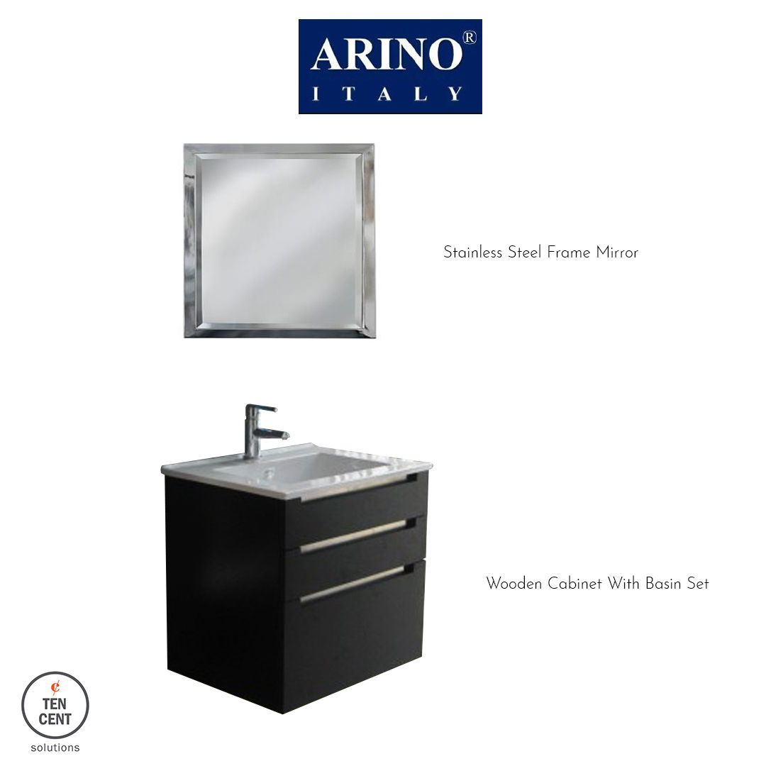 Arino Bathroom Cabinet Black/White Set - Mirror Basin Cabinet AR-C004