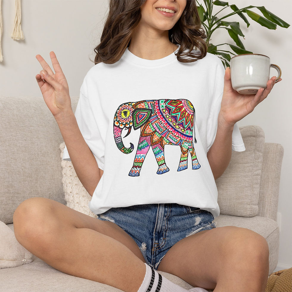 Thumbnail: Patterned Elephant Cotton T-shirt
