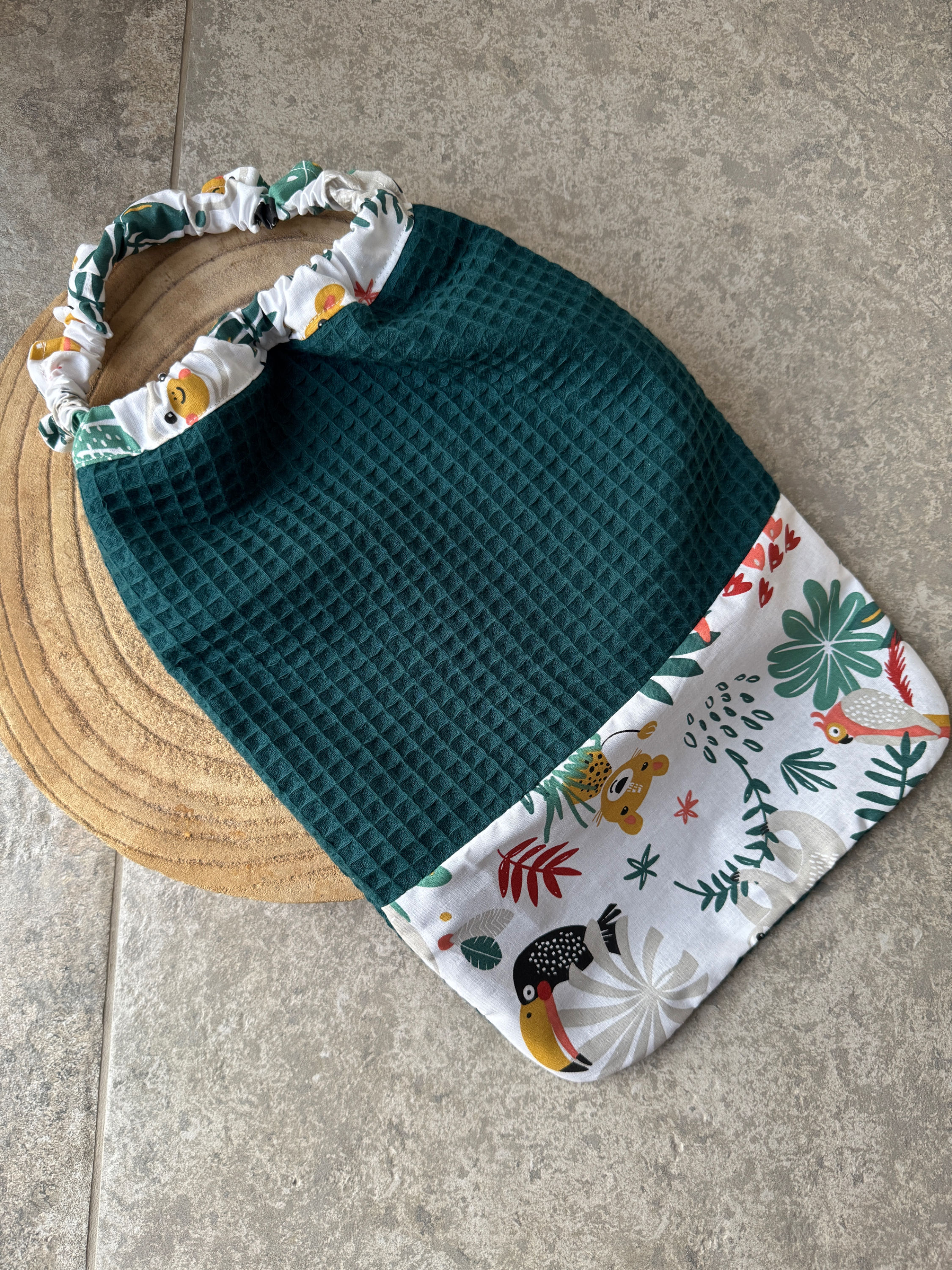 Bavoir à élastique - Jungle blanc -