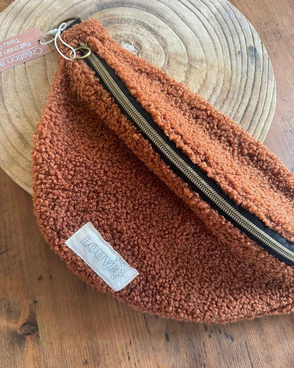 sac banane teddy rouille - fait main à Orléans