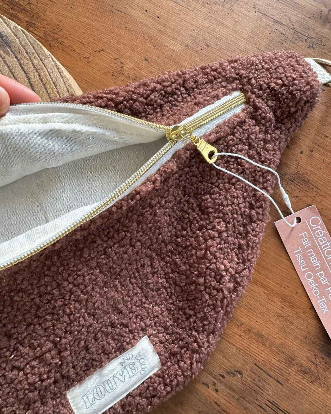 sac banane fait main à Orléans - teddy marron chocolat
