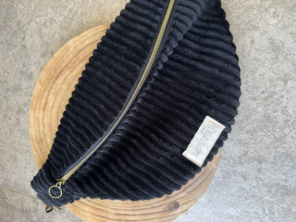 Sac Banane - Velours grosse côte Noire - Taille S -