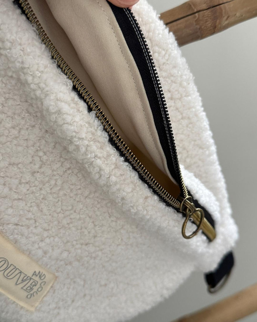 Miniature : sac banane teddy écru - fait main en France - personnalisable