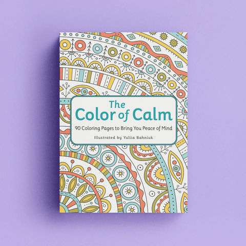 The Color of Calm is a coloring book with
90 Coloring Pages to Color and Bring You Peace of Mind, published by Workman Publishing, illustrated by illustrator from Ukraine Yuliia Bahniuk.
This charming pocket-sized coloring book, is packed with 90 pages of patterns and illustrations designed to shut out the noise and create peace of mind. zentangle, zendoodle, doodle, doodling, pattern, whimsical, intricate, nature-inspired, cozy, Yuliia Bahniuk