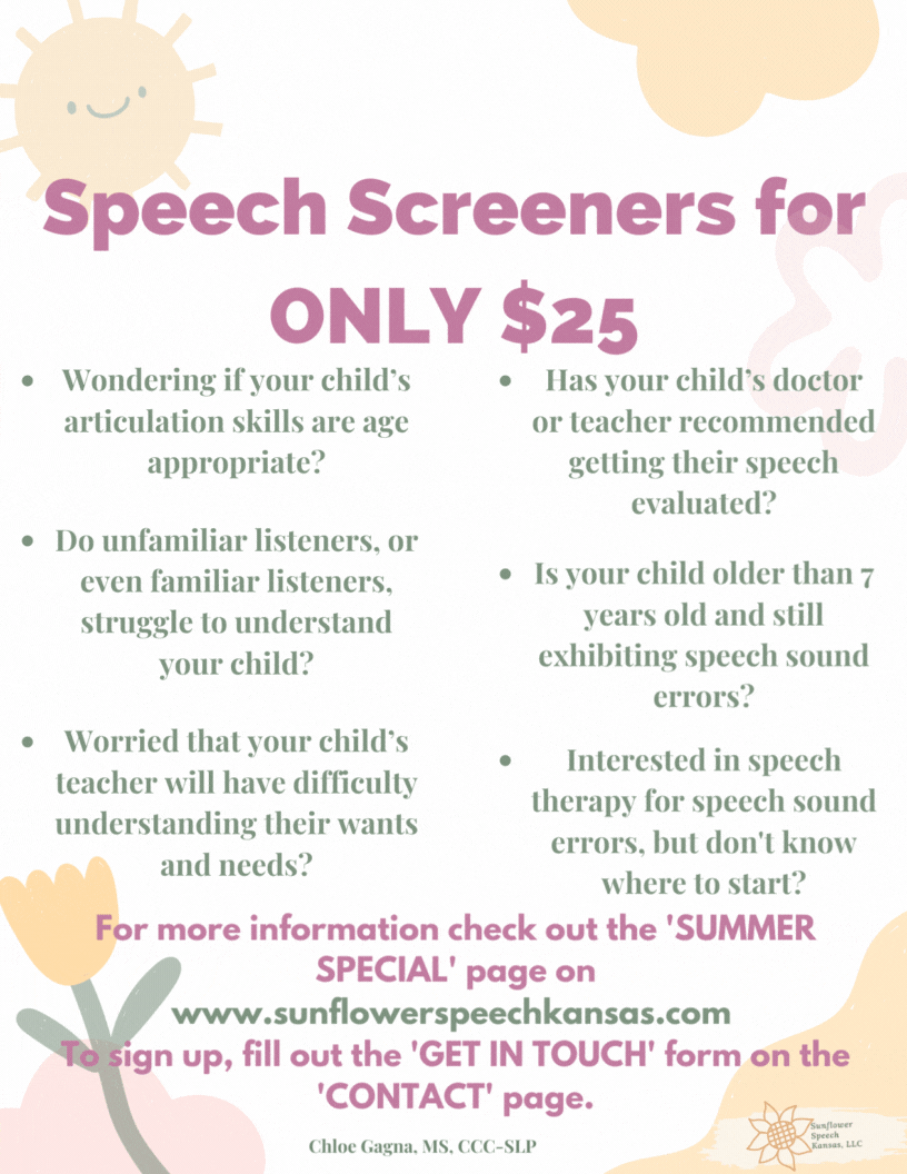 SUMMER SPECIAL Sunflower Speech KS