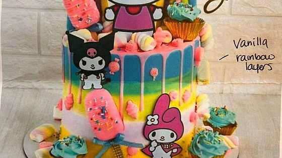 Hello Kitty, Kiromi, and My Melody Cake (not our pic)