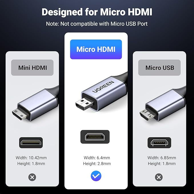 Thumbnail: UGREEN	Micro	HDMI	to	HDMI	8K	60Hz	Cable	1m