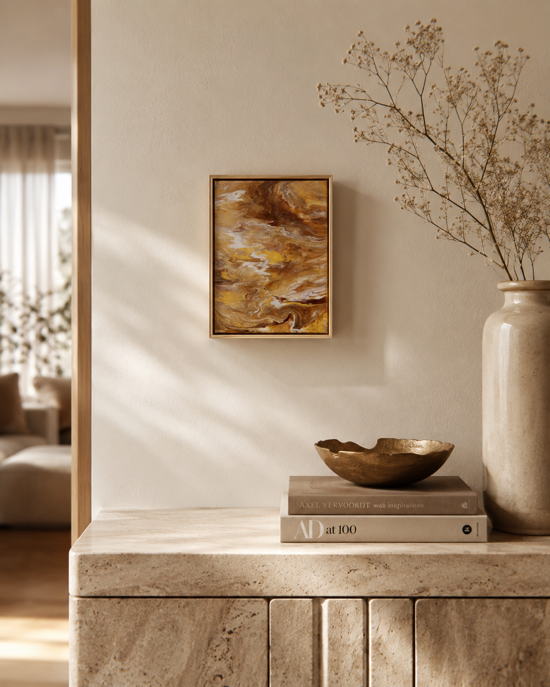 Schilderij Citrine is een artistiek object met heldere kleurkracht, zachte glans en een verfijnde visuele uitstraling. Nu ver