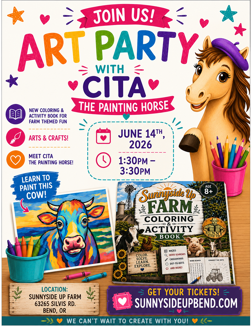 The Sunnyside Up Farm Coloring Book Launch & Art Party with Cita the Painting Horse