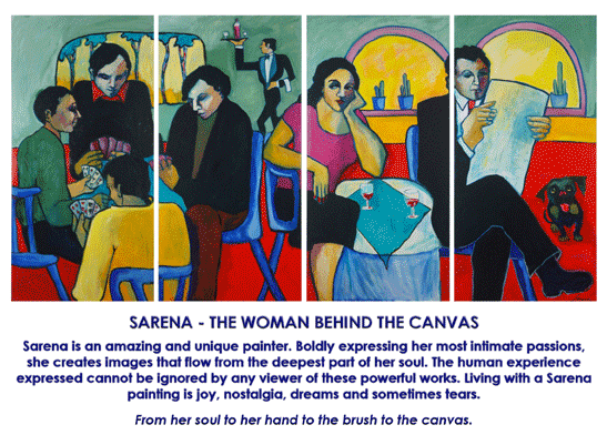 Sarena woman behind the canvas