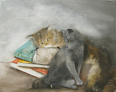 Moser Library Cats colour of books