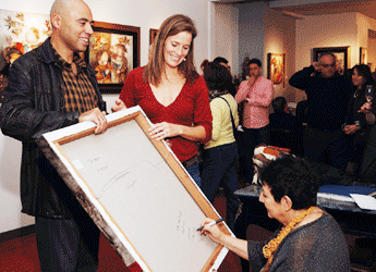 Graciela Rodo Boulanger dedicating painting for Hany and Mary 2012