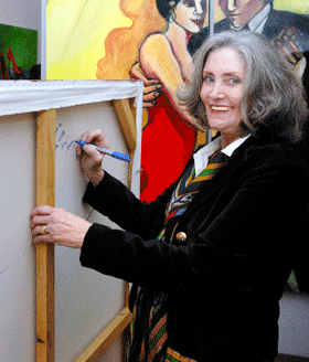 Sarena Rosenfeld dedicating sold painting 2011