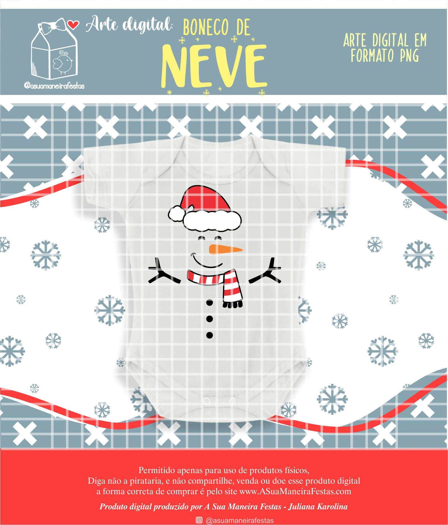 Arte para Body Baby - Boneco de Neve