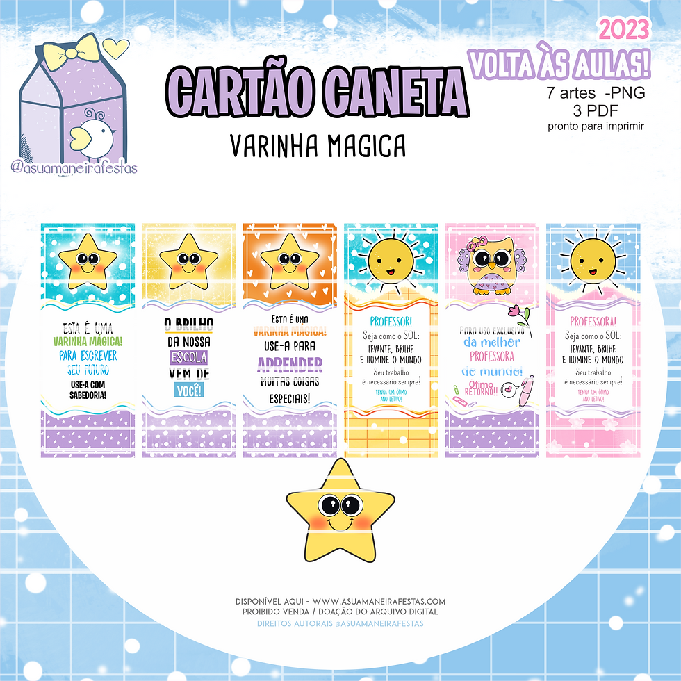 Miniatura: Cartão Caneta e Varinha Magica - (Volta as Aulas - 2023)  - Arquivo Digital