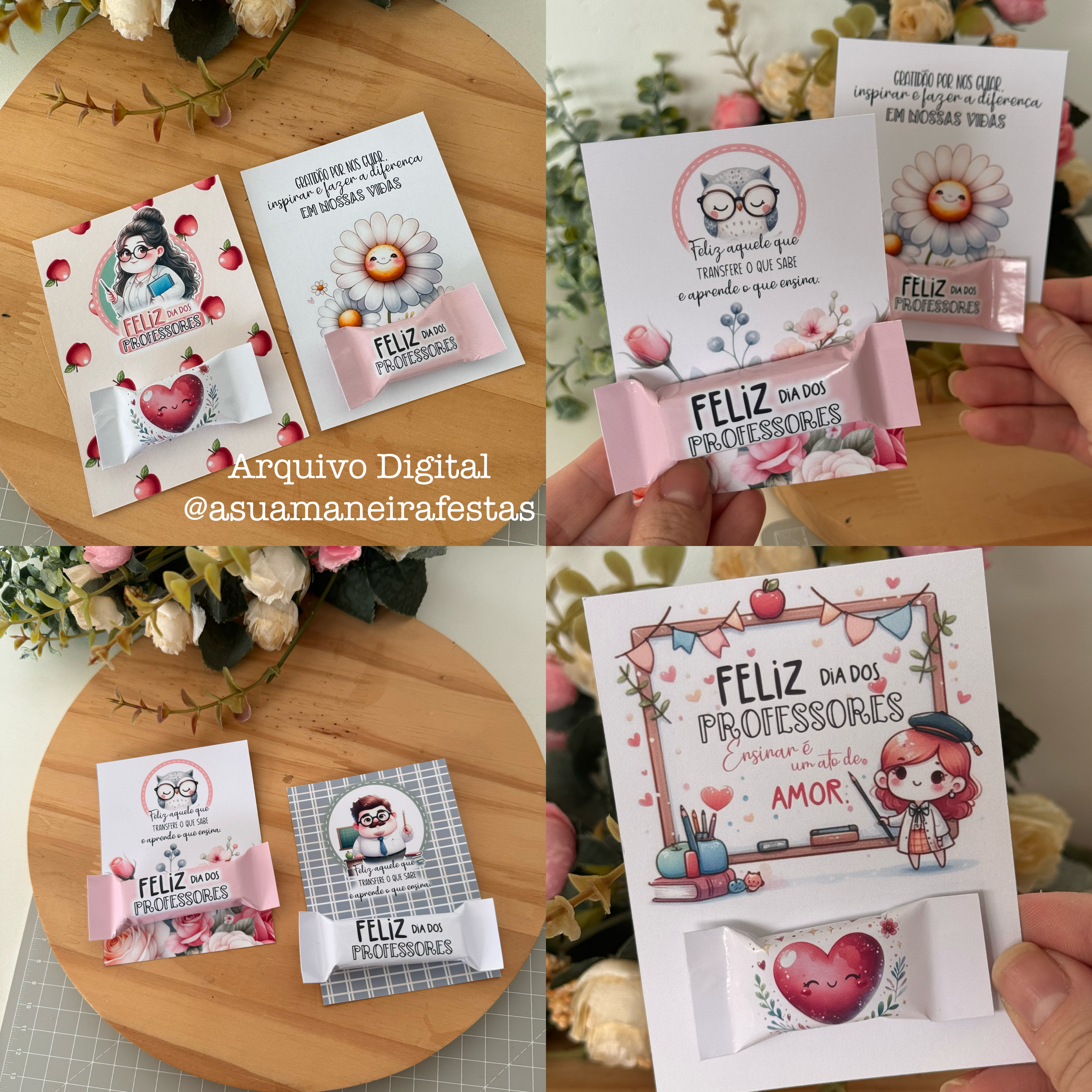 Cartão - Rótulo Balinhas - (Dia dos Professores) - Arquivo Digital