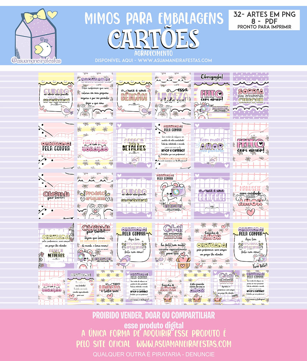 Miniatura: Cards Agradecimento - (Mimos Embalagens)