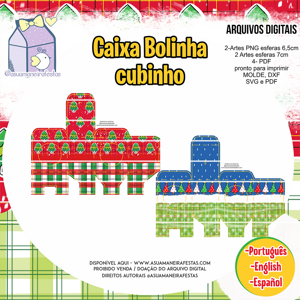 Miniatura: Artes Caixa Bolinha - Cubinho - (Natal) - Arquivo Digital