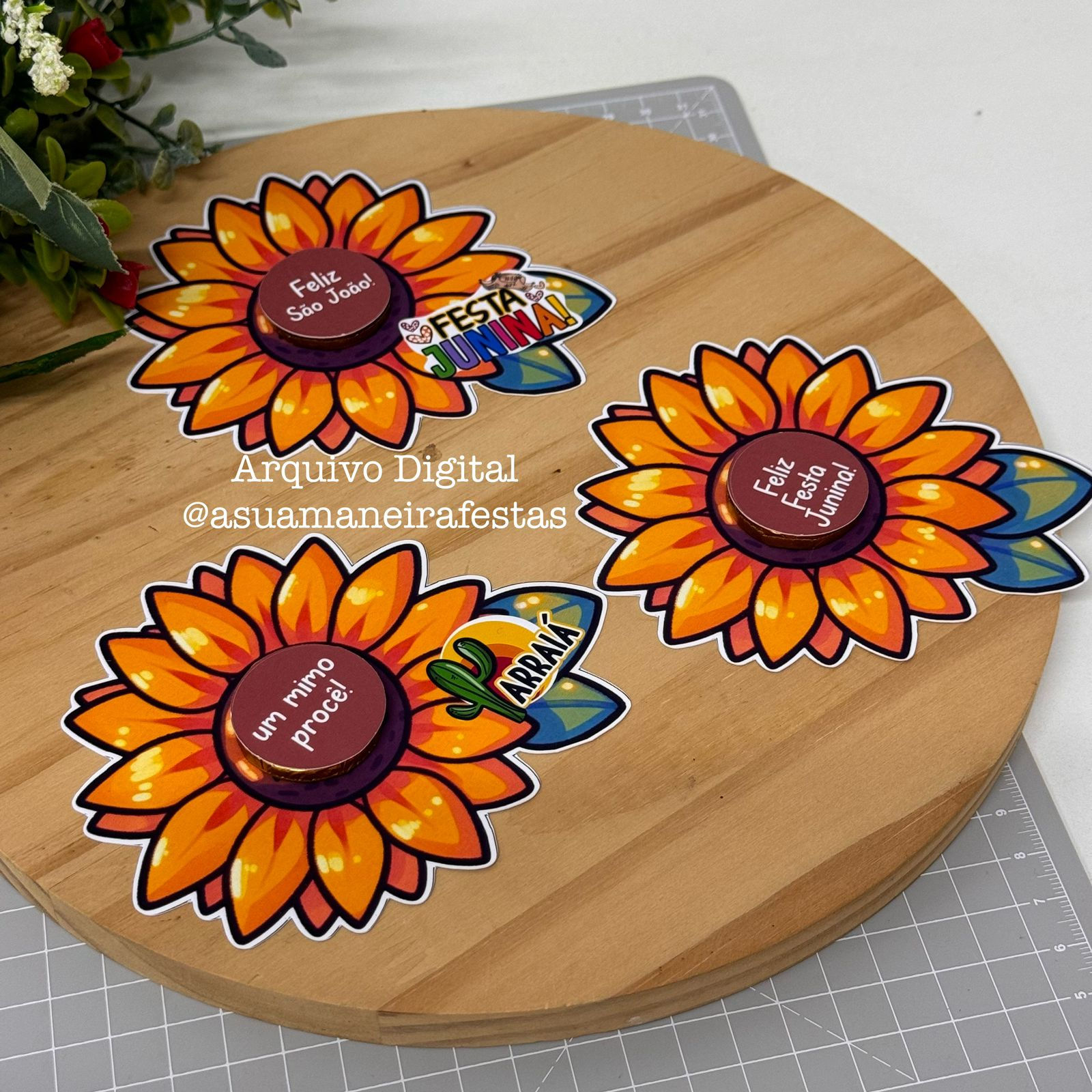 Cartão Flor Girassol - Festa Junina / Arraia (2024) - Arquivo Digital
