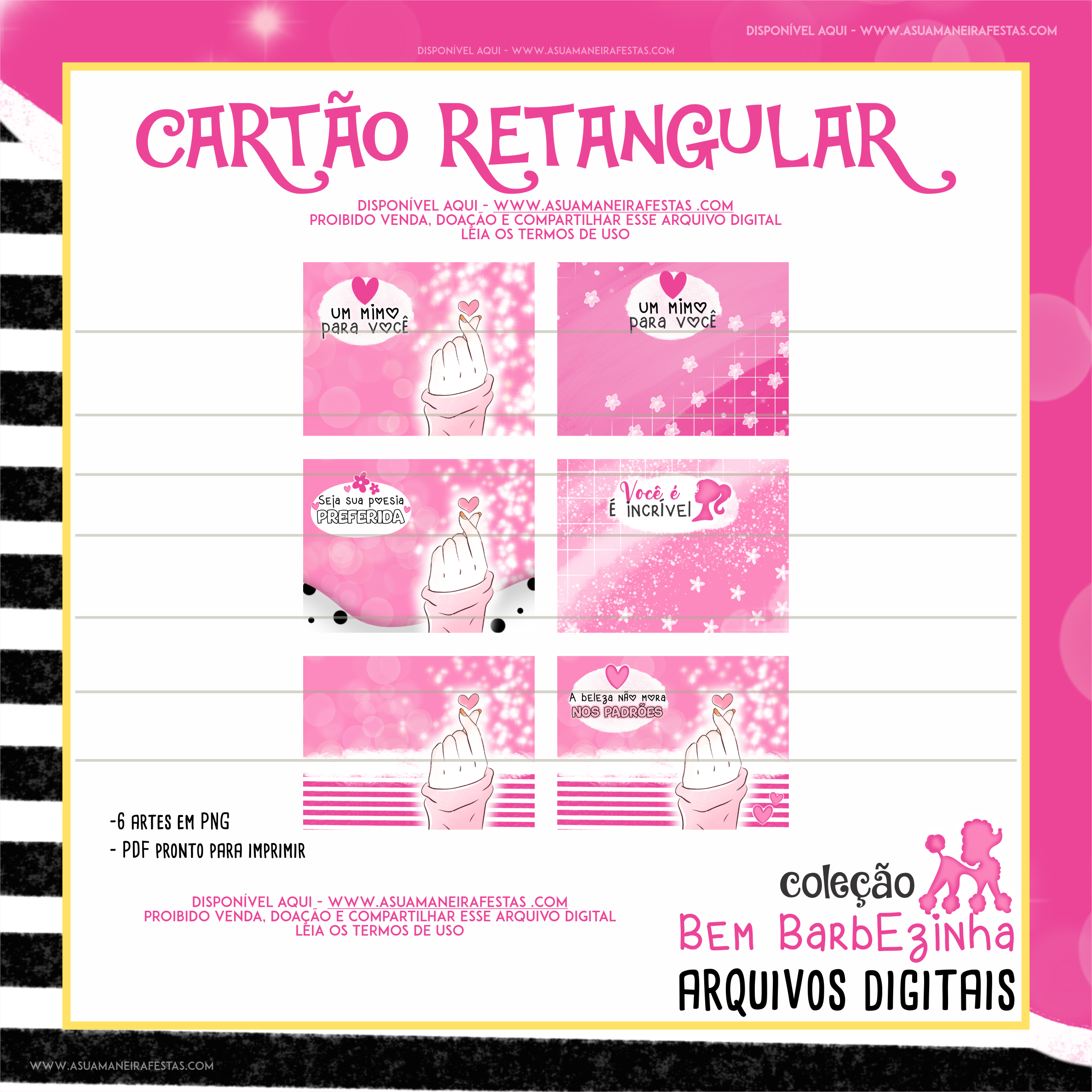 Cartão Retangular (RosaBemBarbEzinha) - Arquivo Digital